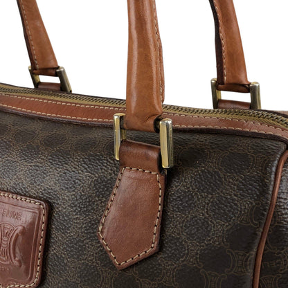 CELINE Macadam Blason Small Boston bag Handbag Brown Vintage 3wak2v