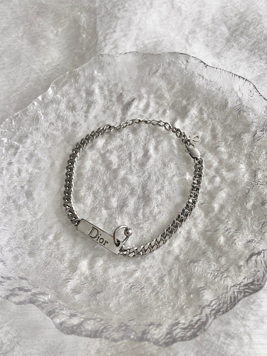 Christian Dior Logo Bracelet Silver Vintage 5ysiv3