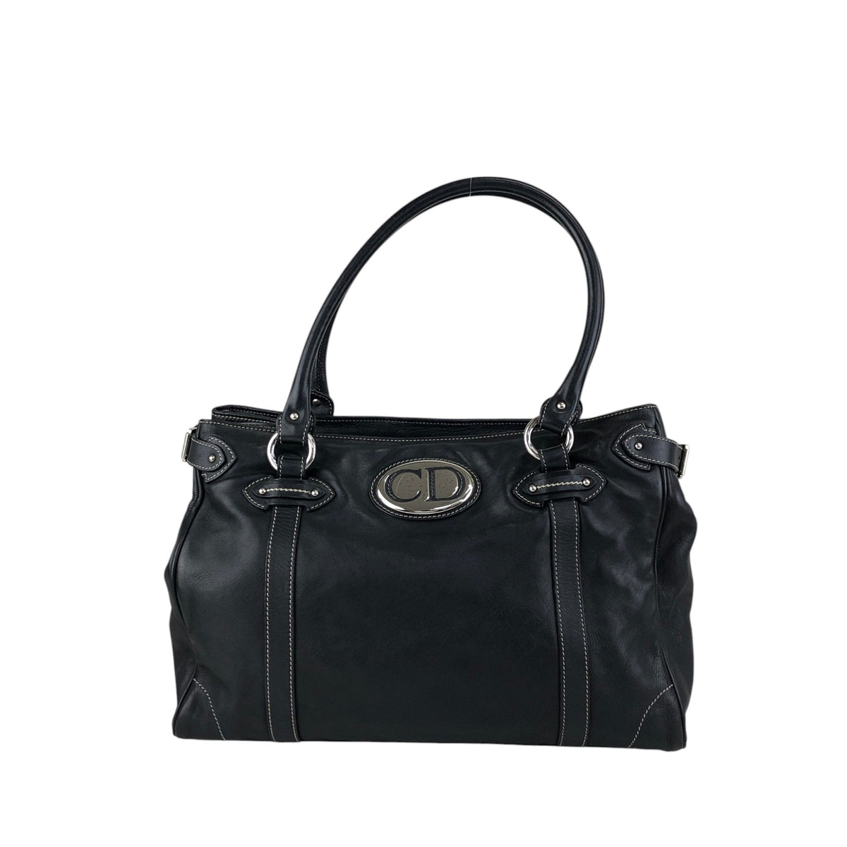 Christian Dior CD Logo Handbag Totebag Black Vintage js7hxe