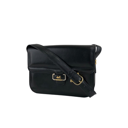CELINE Triomphe Horse Carriage Shoulder bag Black Vintage pw788h