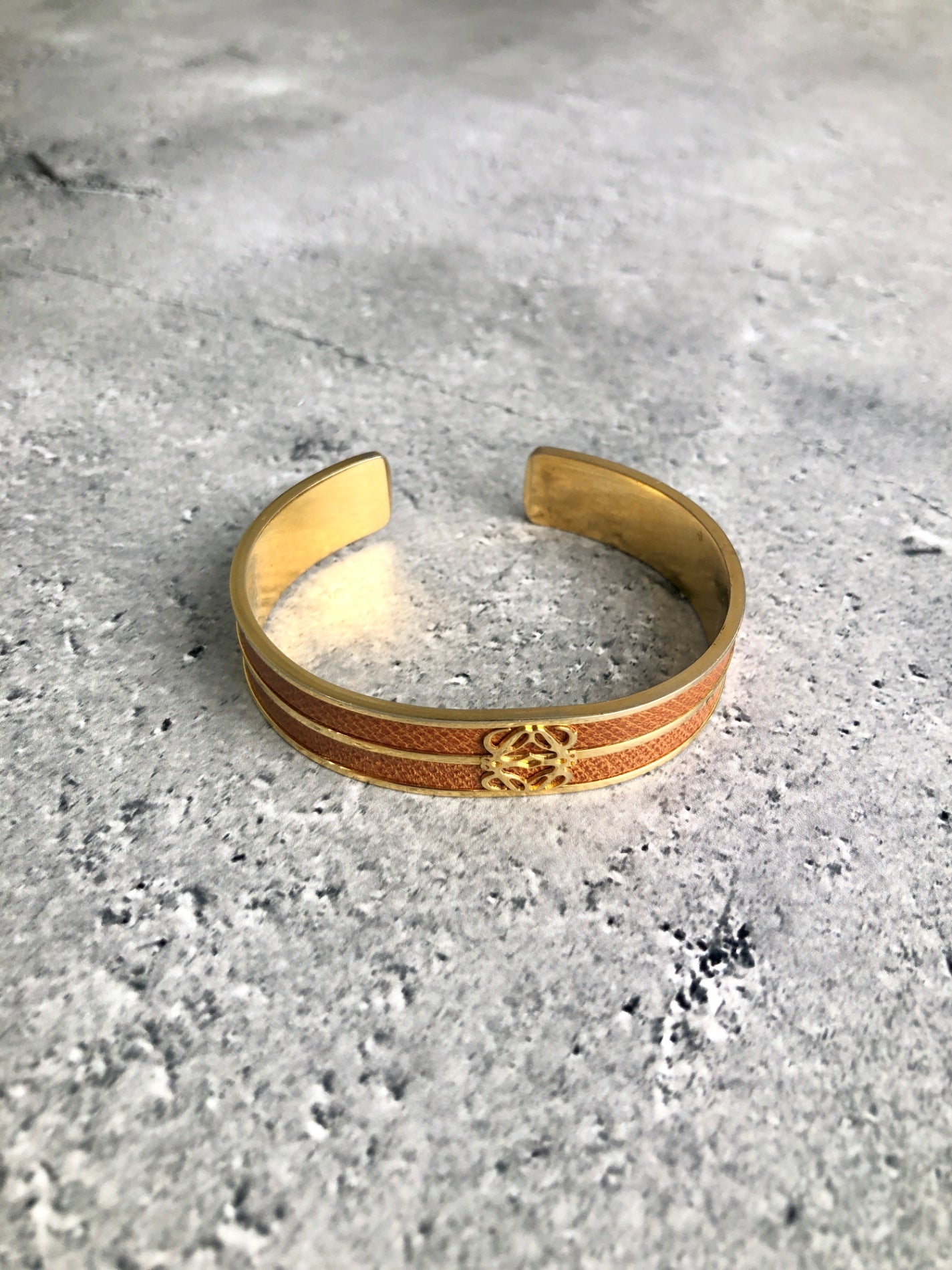 LOEWE Anagram Bangle Brown×Gold Vintage 8nmmtj