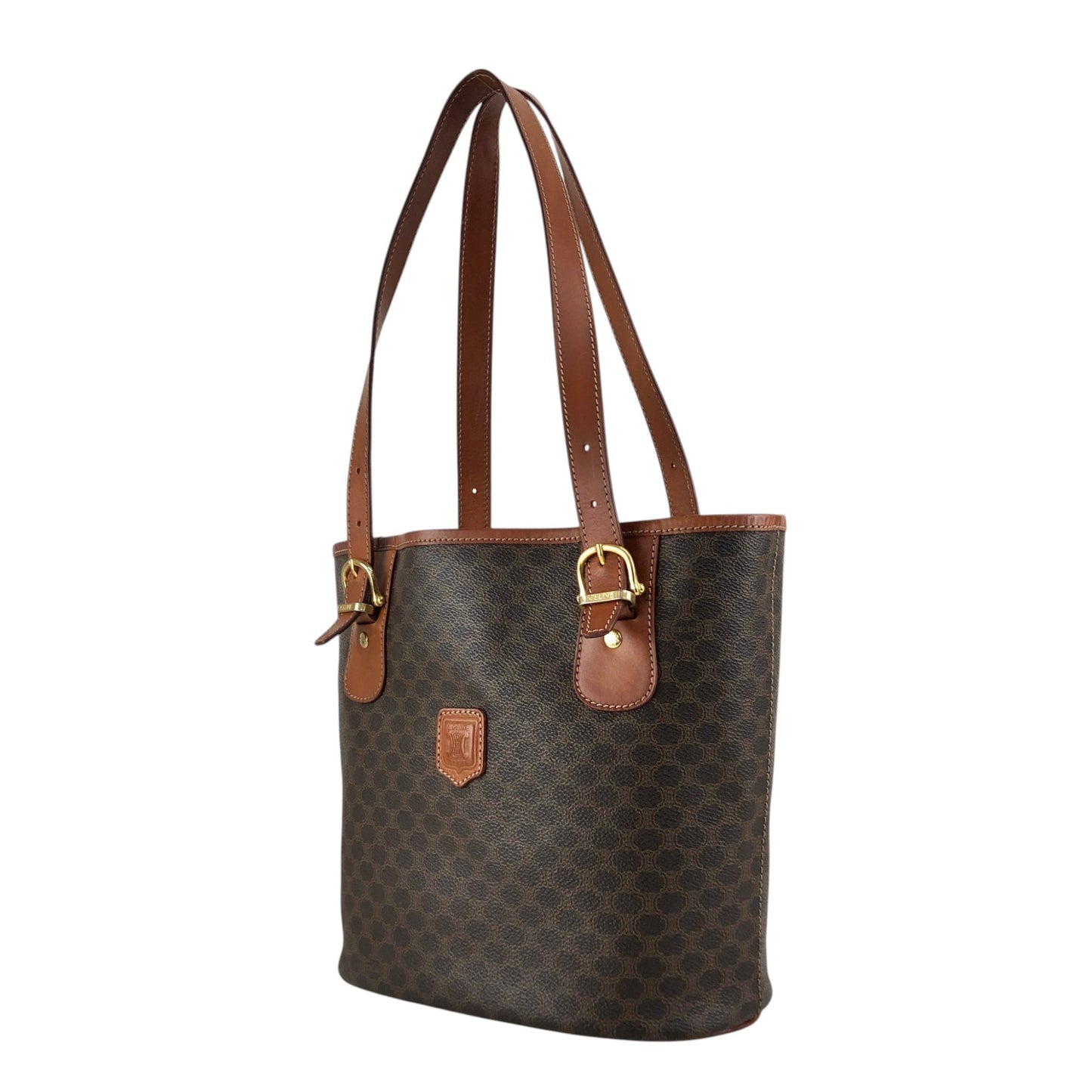 CELINE Macadam Blason Handbag Totebag Brown Vintage rfx5gg