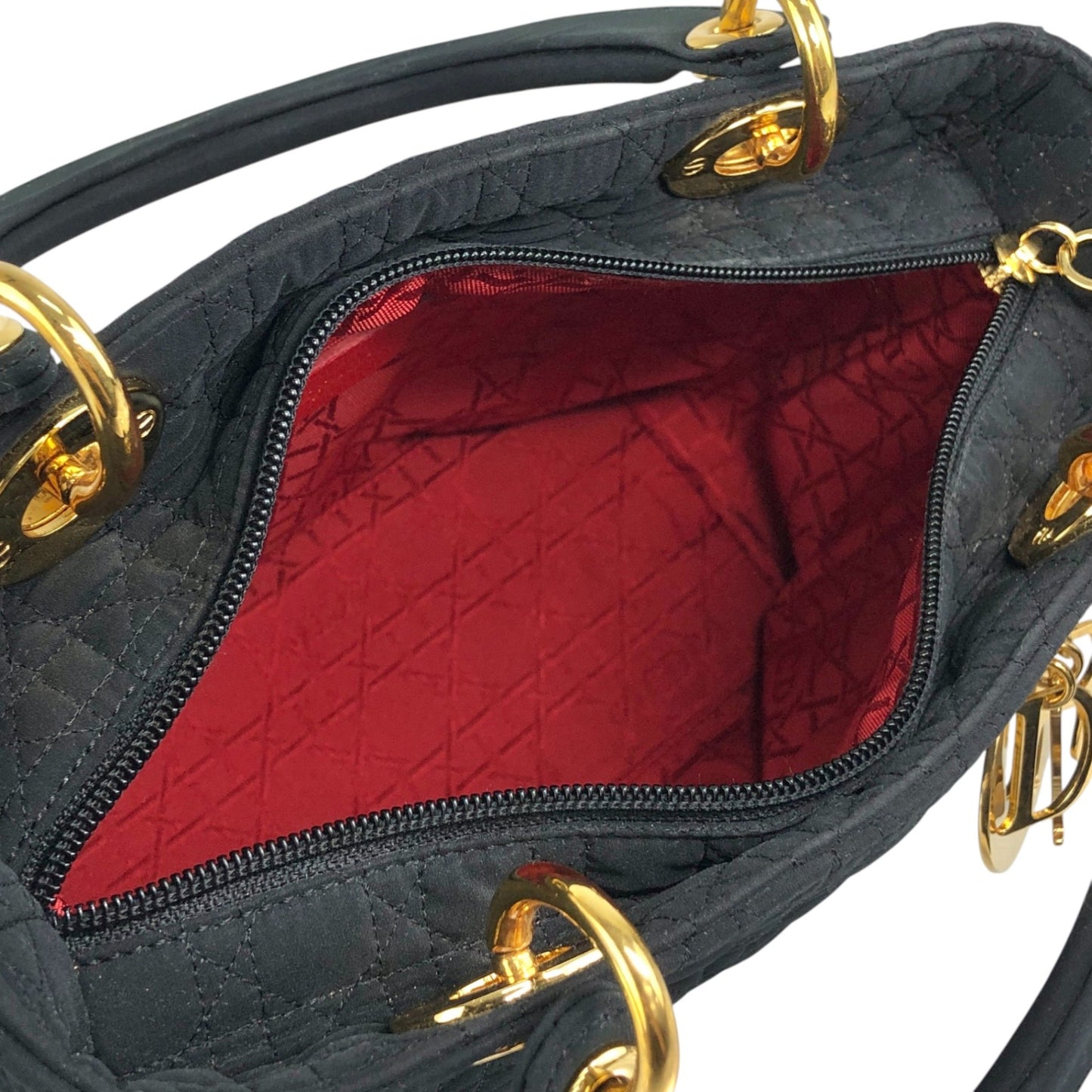 Christian Dior Lady Dior Cannage Charm Handbag Black Vintage 6egyhj