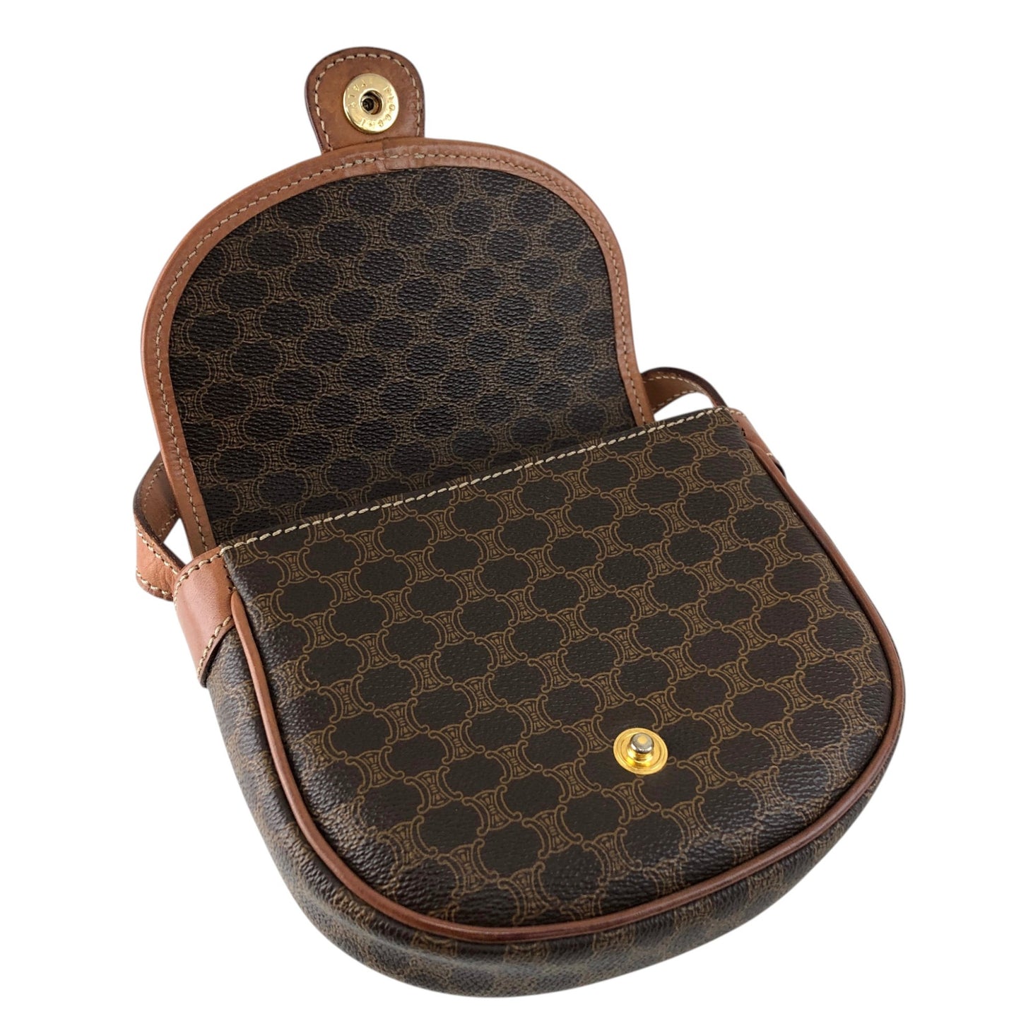 CELINE Macadam Triomphe Shoulder bag Brown Vintage hddfhp