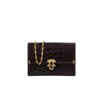 CELINE Front Lock Chain Shoulder bag Bordeaux Vintage iw6ga6