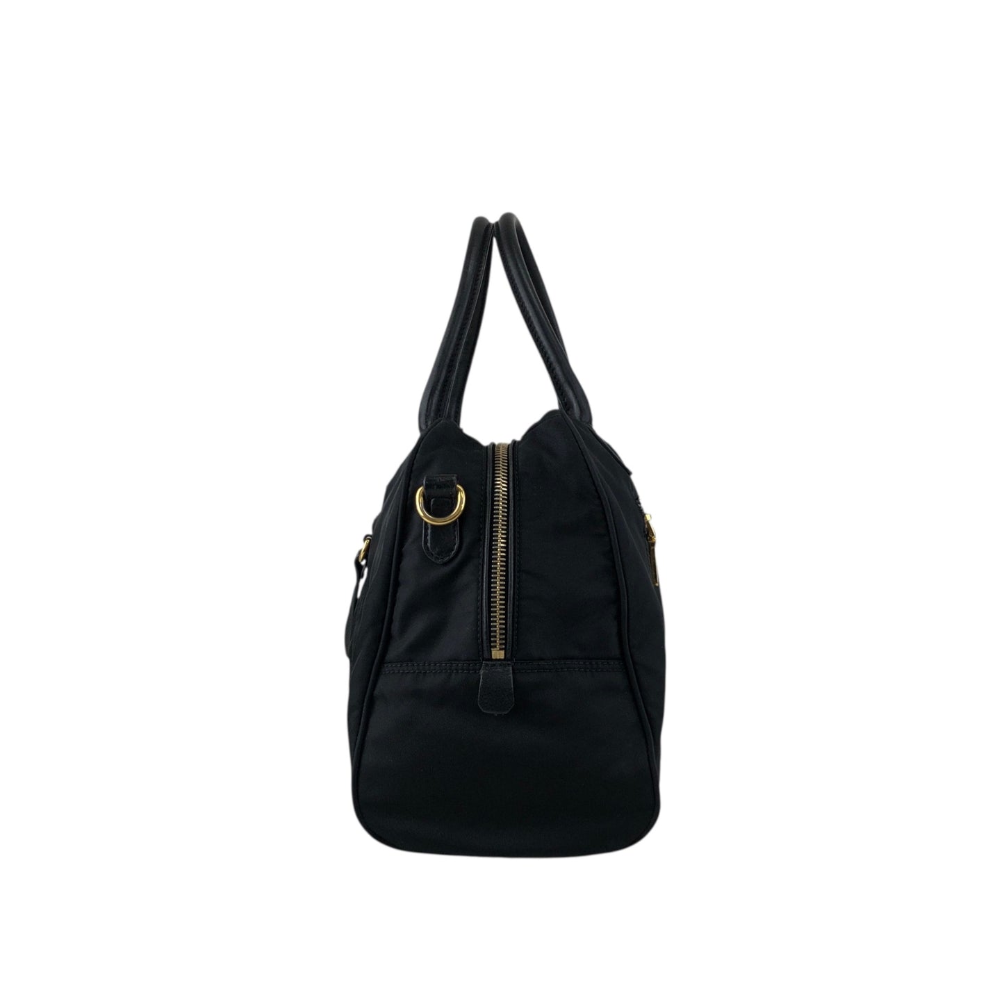 PRADA Tessuto Triangle Logo Padlock Two-way Small Boston bag Shoulder bag Black Vintage ha37gm