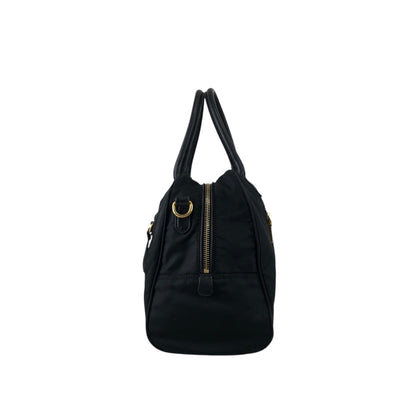 PRADA Tessuto Triangle Logo Padlock Two-way Small Boston bag Shoulder bag Black Vintage ha37gm