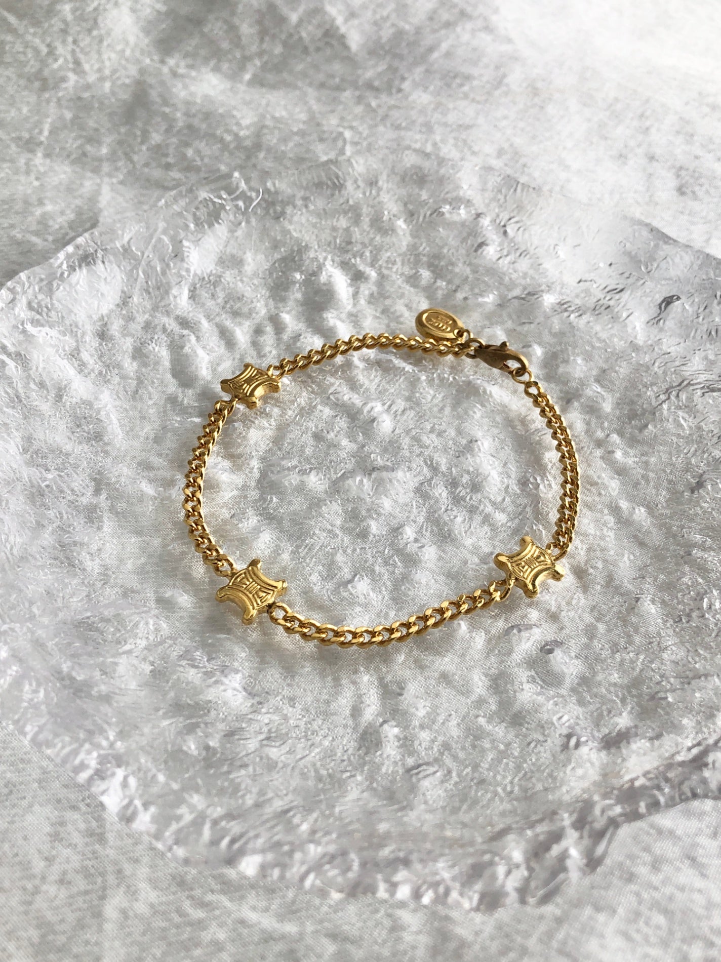 CELINE Blason Bracelet Gold Vintage gitunv