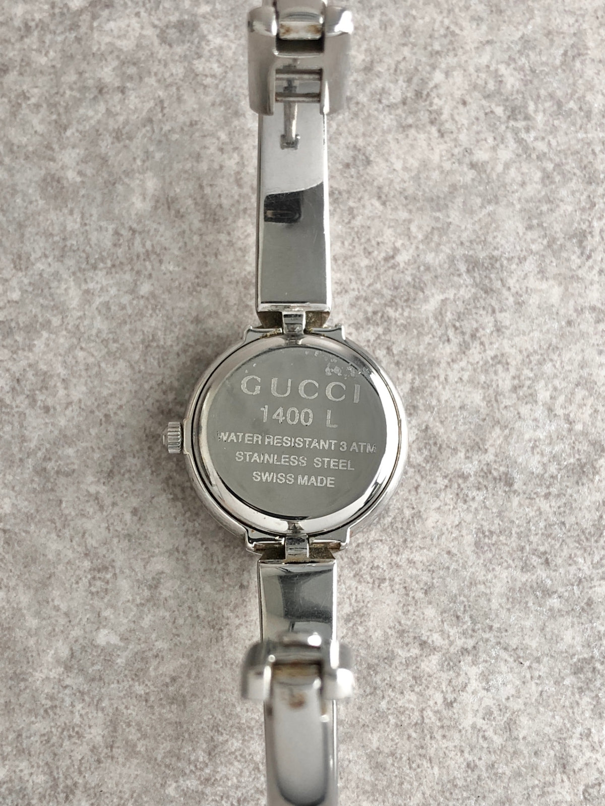 GUCCI Logo Quartz Watch Silver 1400L Vintage u3iytm