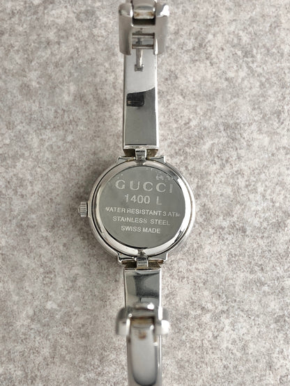 GUCCI Logo Quartz Watch Silver 1400L Vintage u3iytm