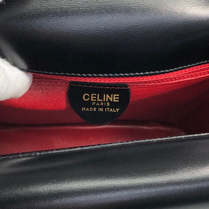 CELINE Gancini Double Flap Handbag Black Vintage j7dwju