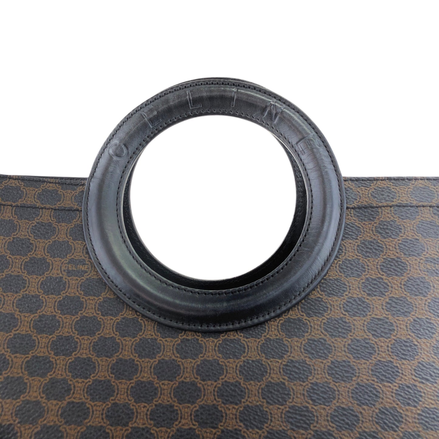 CELINE Macadam Round Handle Handbag Black Vintage dx7xai