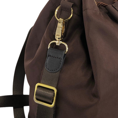 PRADA Logo Embroidery Drawstring Shoulder bag Brown Vintage ksgst8