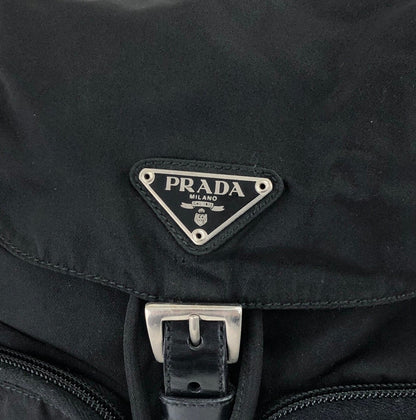 PRADA Triangle Logo Double Pocket  Backpack Black Vintage mxtwf5