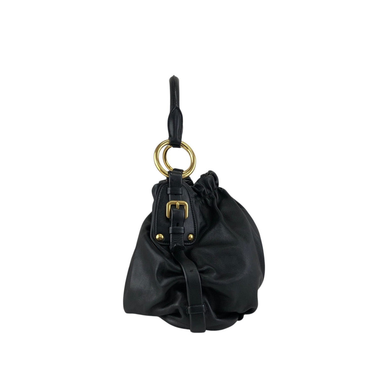 PRADA Logo Shoulder bag Hobobag Black Vintage ay6whk