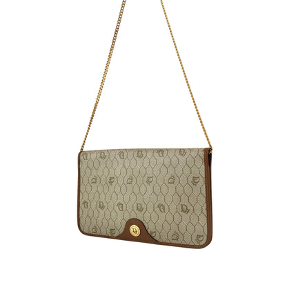 Christian Dior Honeycomb Pattern Chain Shoulder bag Beige Vintage gfhe2x