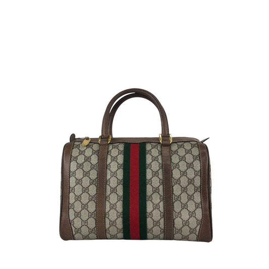 GUCCI Sherry Line Small Boston bag Handbag Brown Vintage wub827