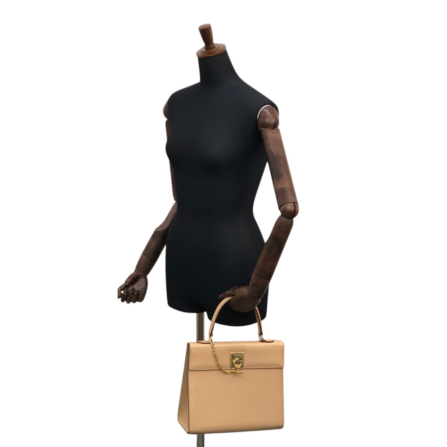 CELINE Gancini Handbag Beige Vintage fz83cr