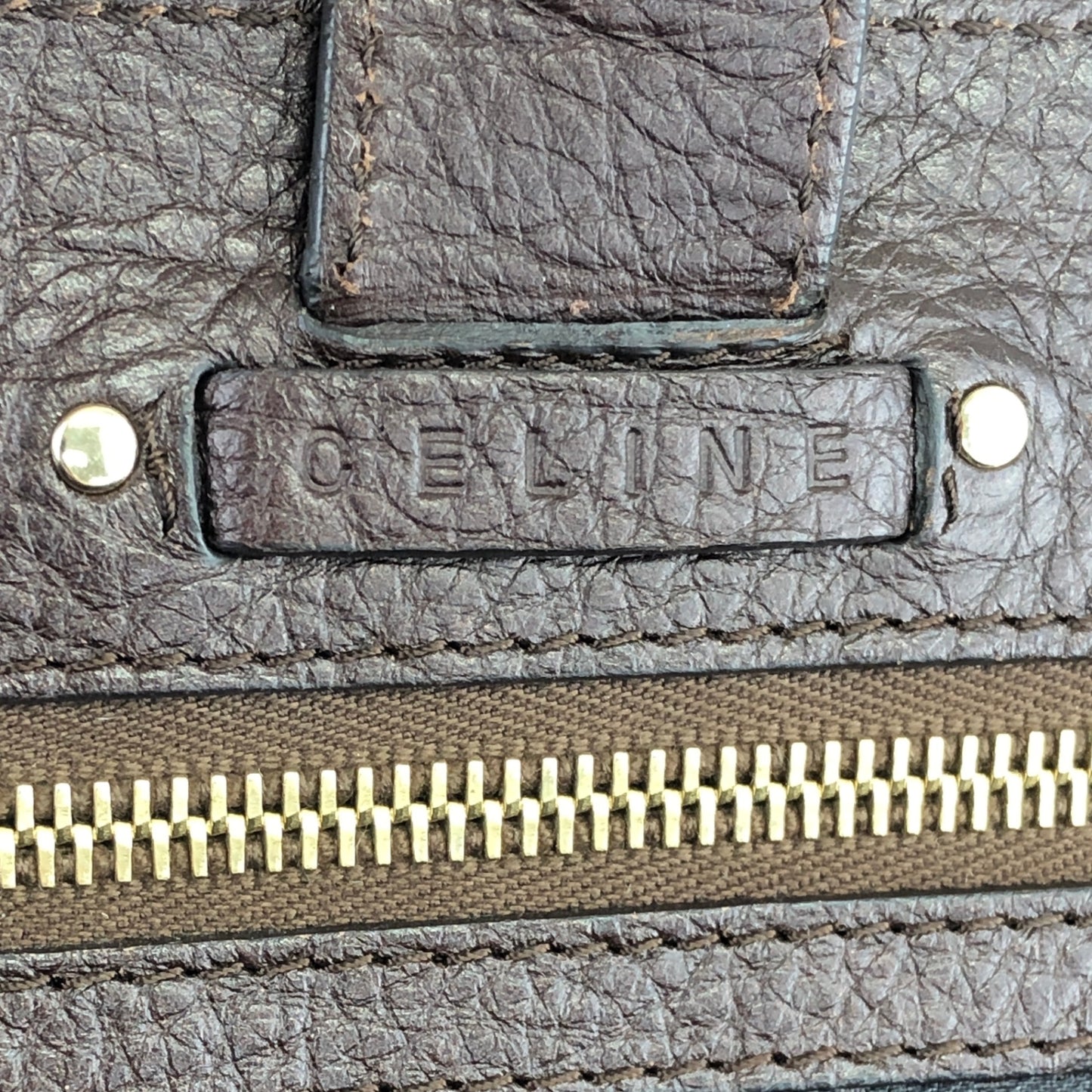 CELINE Blason Handbag Brown Vintage 3gv622