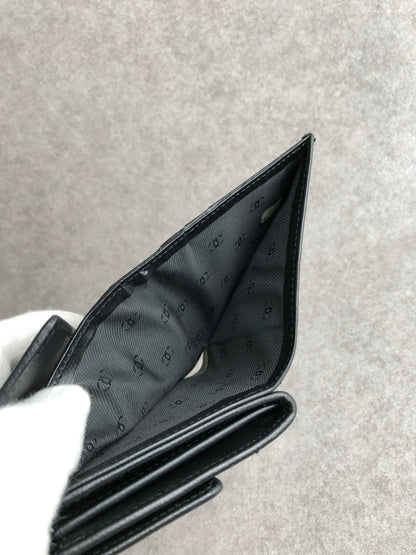 CHANEL Coco Mark Folded Wallet Black Vintage 5kt7pz