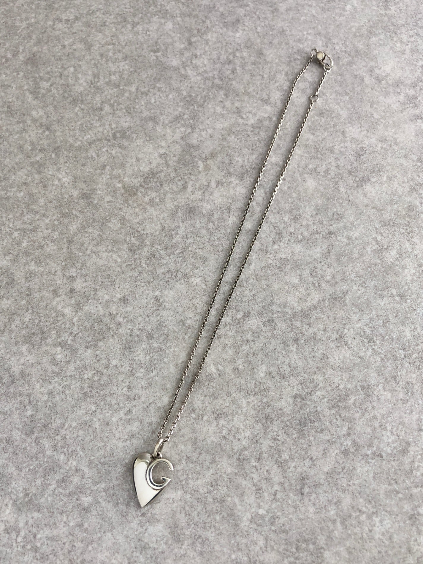 GUCCI Heart Motif SILVER925 Necklace Silver Vintage ehj8bu
