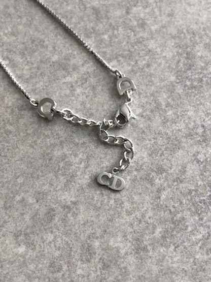 Christian Dior Cross Motif Necklace Silver Vintage pskcsi