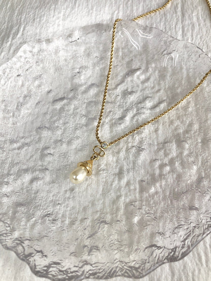 Christian Dior CD Logo Necklace Gold Vintage 5sf6cg