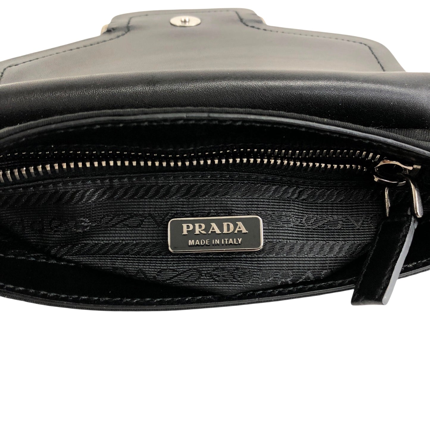 PRADA Logo Rhinestone Chain Handbags Black Vintage y8bzmh