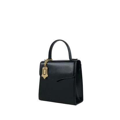 Yves Saint Laurent YSL Logo Charm Two-way Handbag Shoulder bag Black Vintage gmjhfk