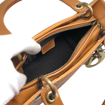 Christian Dior Lady Dior Charm Handbag Brown Vintage 5f6z3d