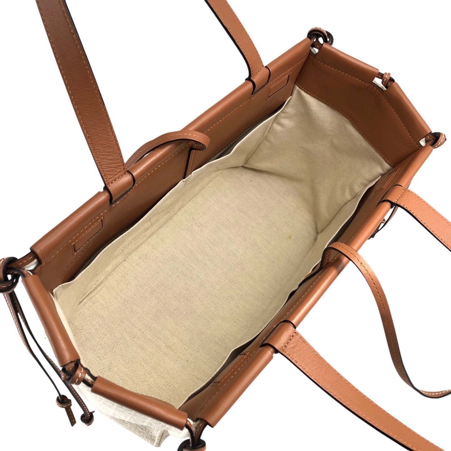 LOEWE Logo Handbag Totebag Beige×Brown Vintage 3yst46