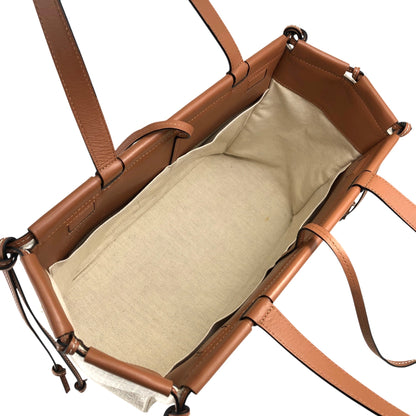 LOEWE Logo Handbag Totebag Beige×Brown Vintage 3yst46