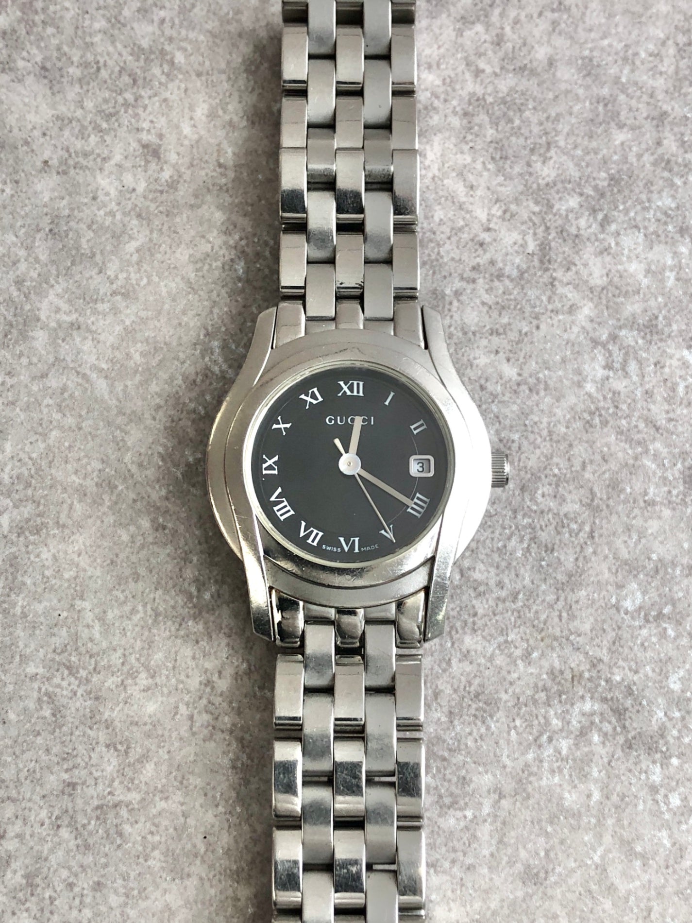 GUCCI Watch Black×Silver Vintage 5500L jbxibh