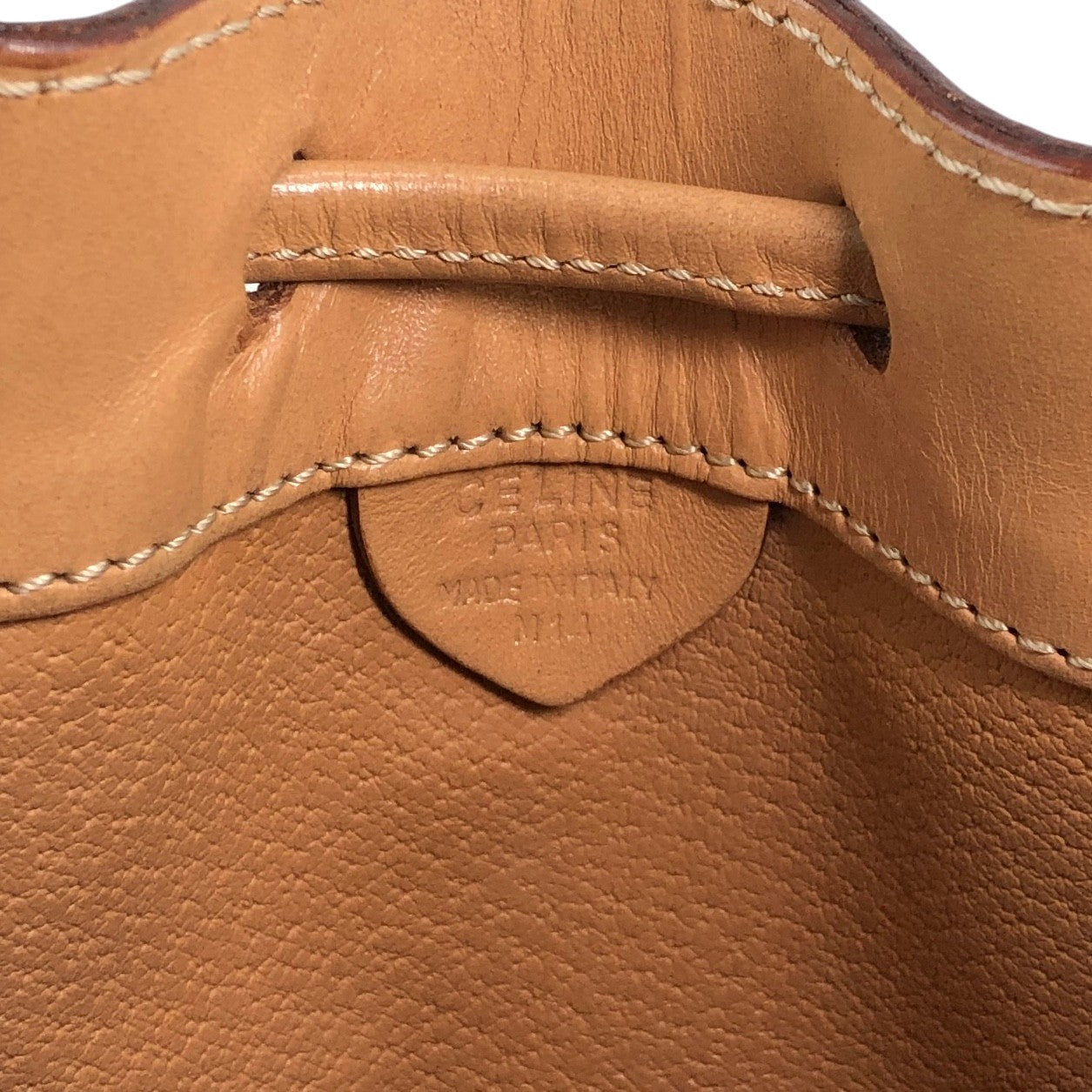 CELINE Macadam Blason Drawstring Shoulder bag Brown Vintage 3mevbd