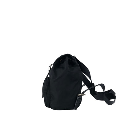 PRADA Tessuto Triangle Logo Front Buckle Backpack Black Vintage 8gfpuf