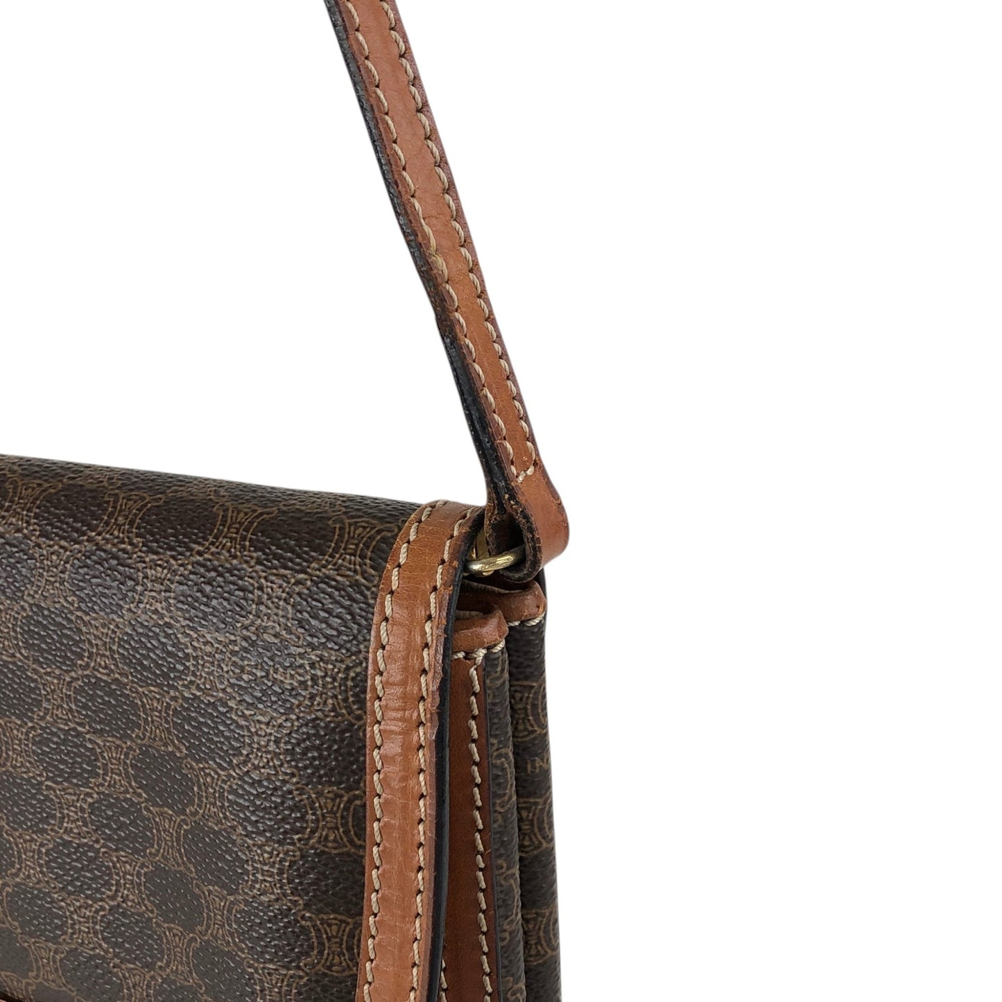 CELINE Macadam Blason Shoulder bag Brown Vintage emwcwc