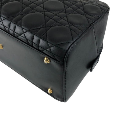 Christian Dior Cannage Small Boston bag Handbag Black Vintage ffmc6u