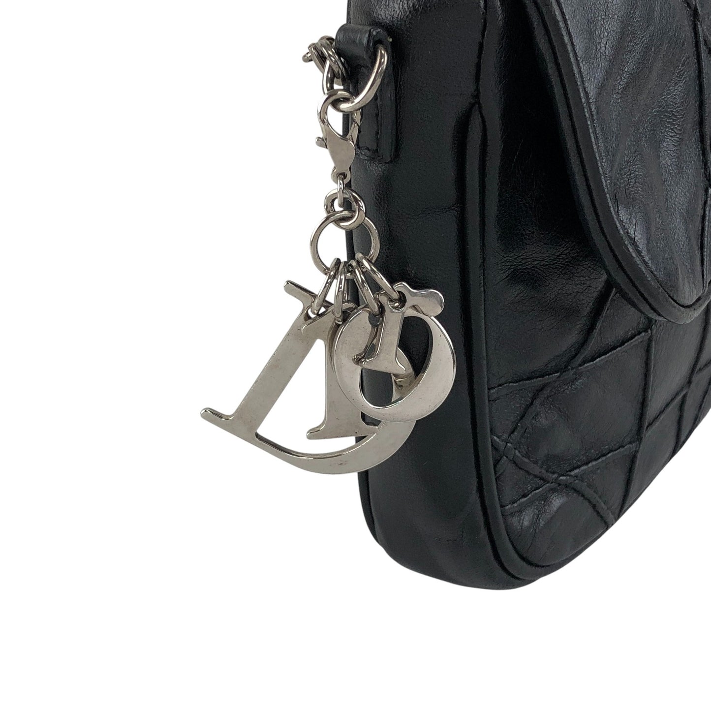 Christian Dior Cannage Charm Chain Shoulder bag Black Vintage cpsaii