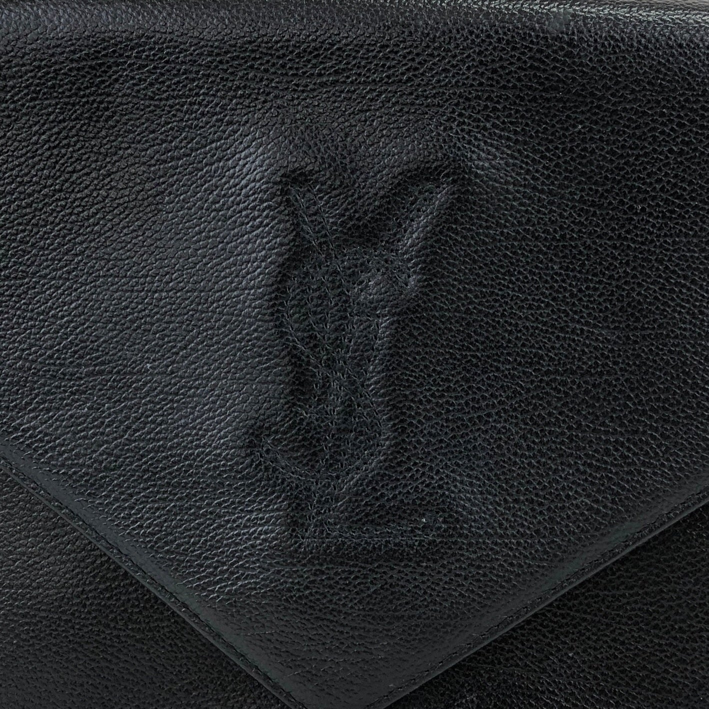 Yves Saint Laurent YSL Logo Stitch Shoulder bag Black Vintage 24zcks