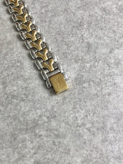Yves Saint Laurent YSL Logo Watch Gold Vintage znz68y