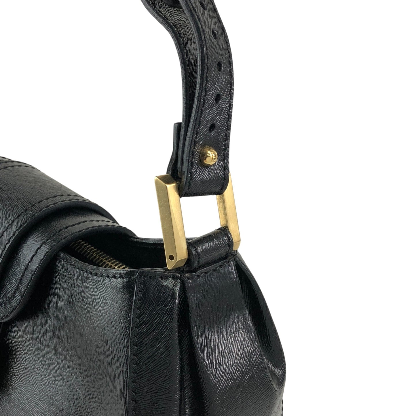 FENDI Logo Shoulder bag Black Vintage zjfy53