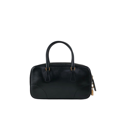 PRADA Triangle Logo Small Boston bag Handbag Black Vintage b7mxwa