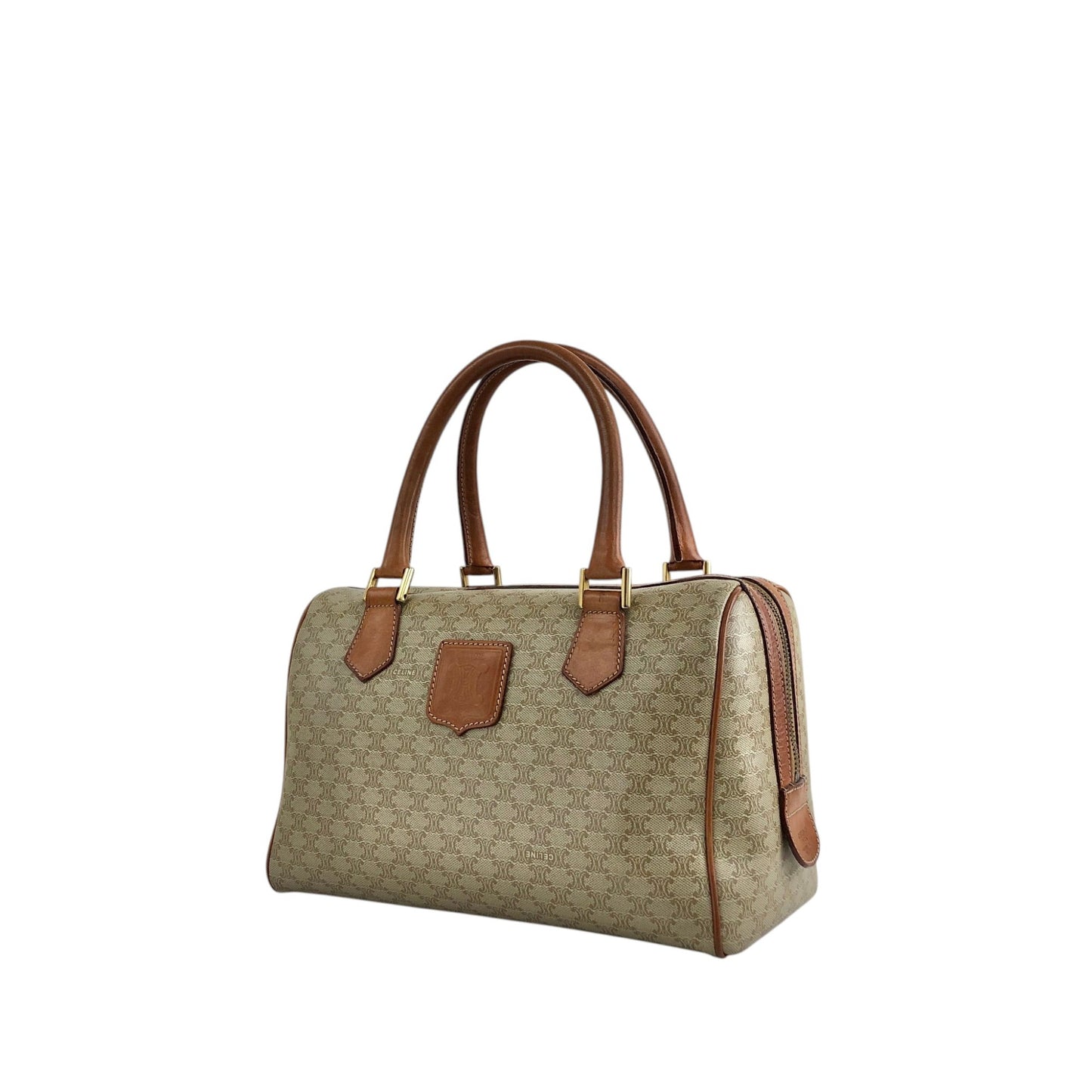 CELINE Macadam Blason Two-way Small Boston bag Shoulder bag Beige Vintage ppn4pg