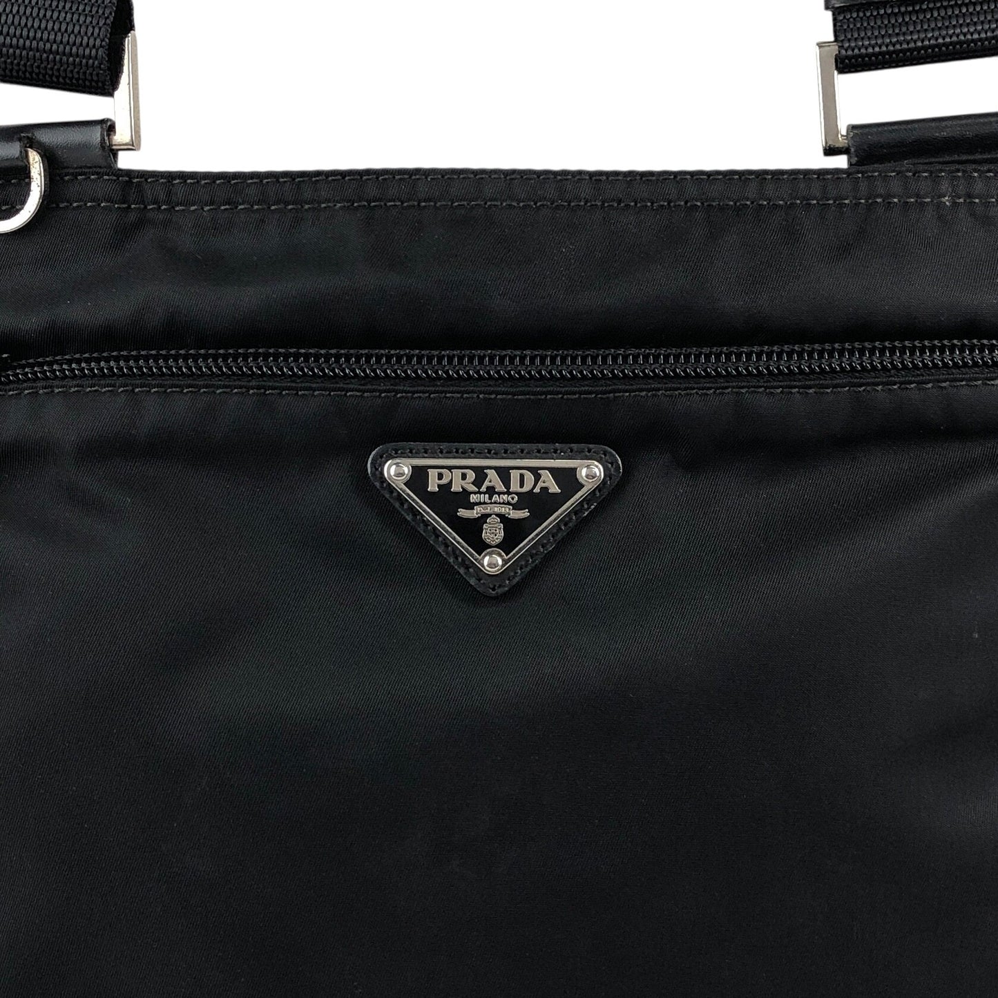PRADA Tessuto Triangle Logo Shoulder bag Black Vintage g7nprp