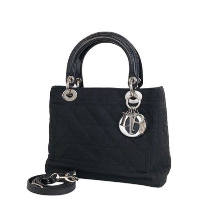 Christian Dior Lady Dior Cannage Nylon Two-way Shoulder bag Black Vintage 2i75ru