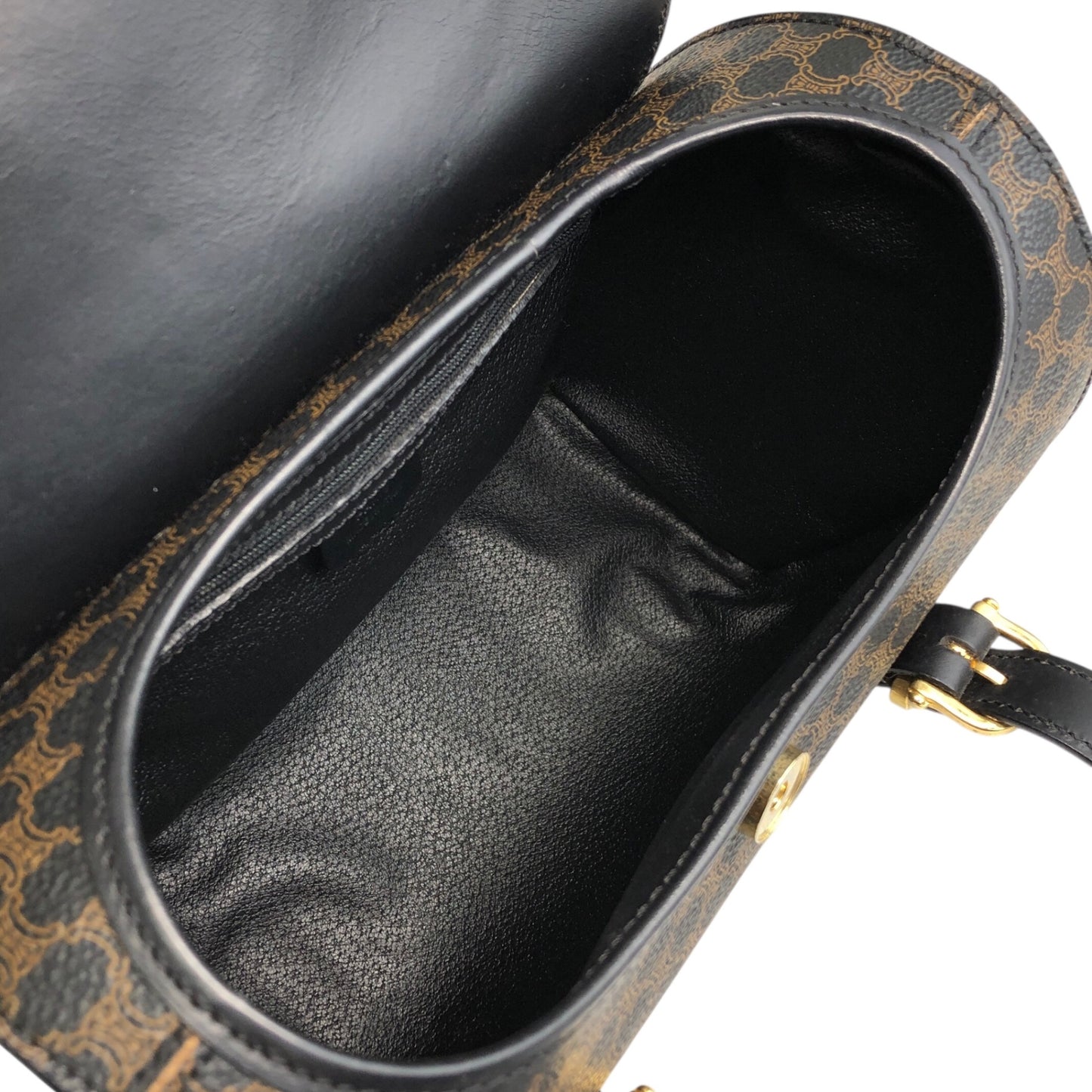CELINE Macadam Handbag Vanity bag Black Vintage c64kav