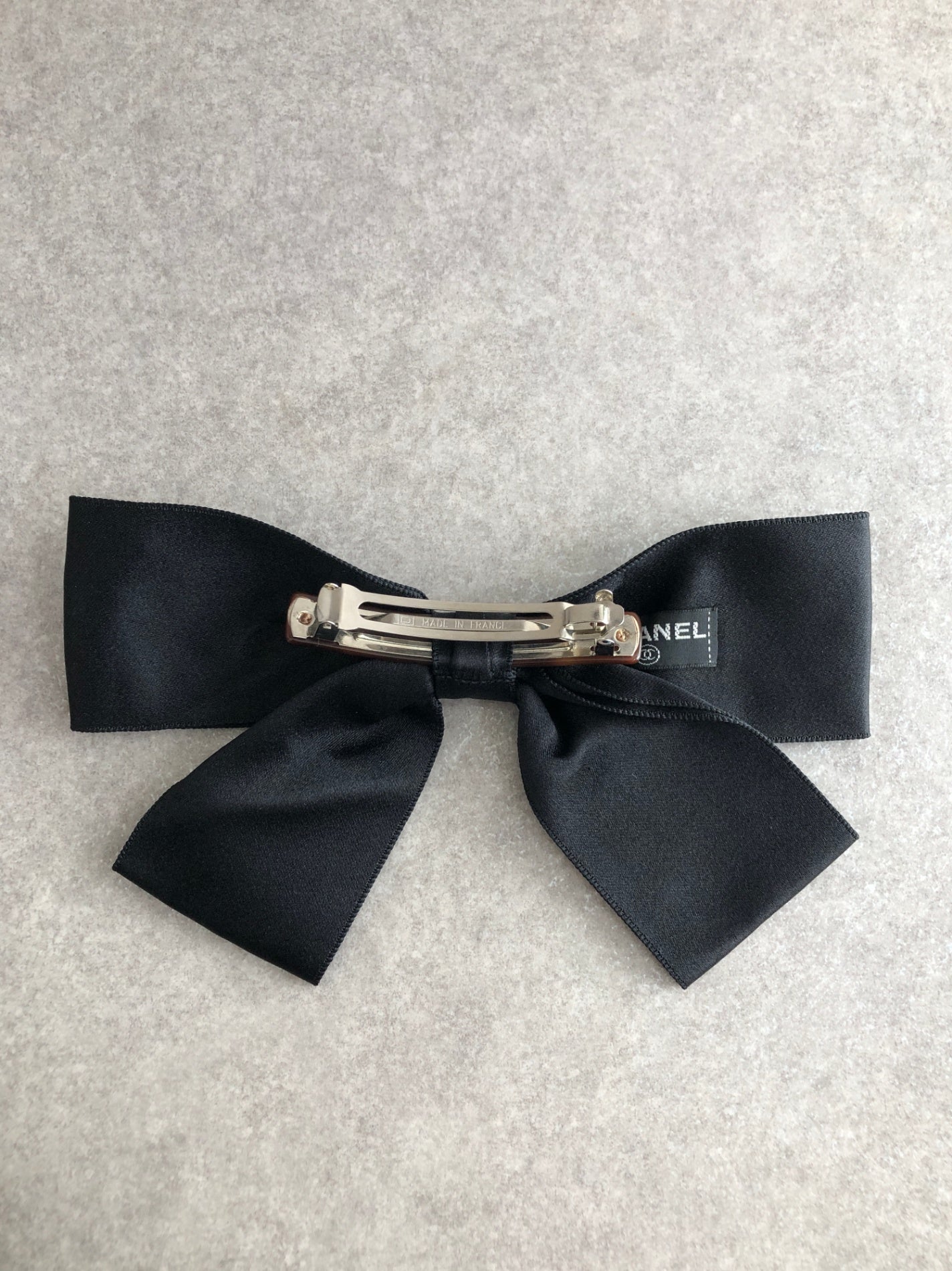 CHANEL Ribbon Barrette Black Vintage 3efxk8