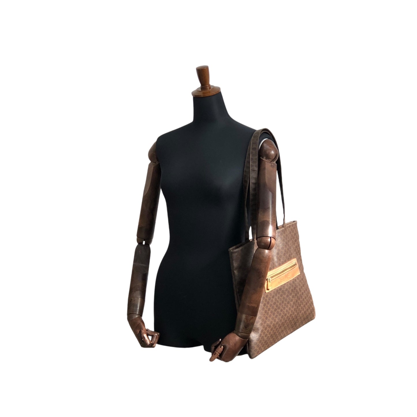 CELINE Macadam Logo Handbag Totebag Brown Vintage idxpny