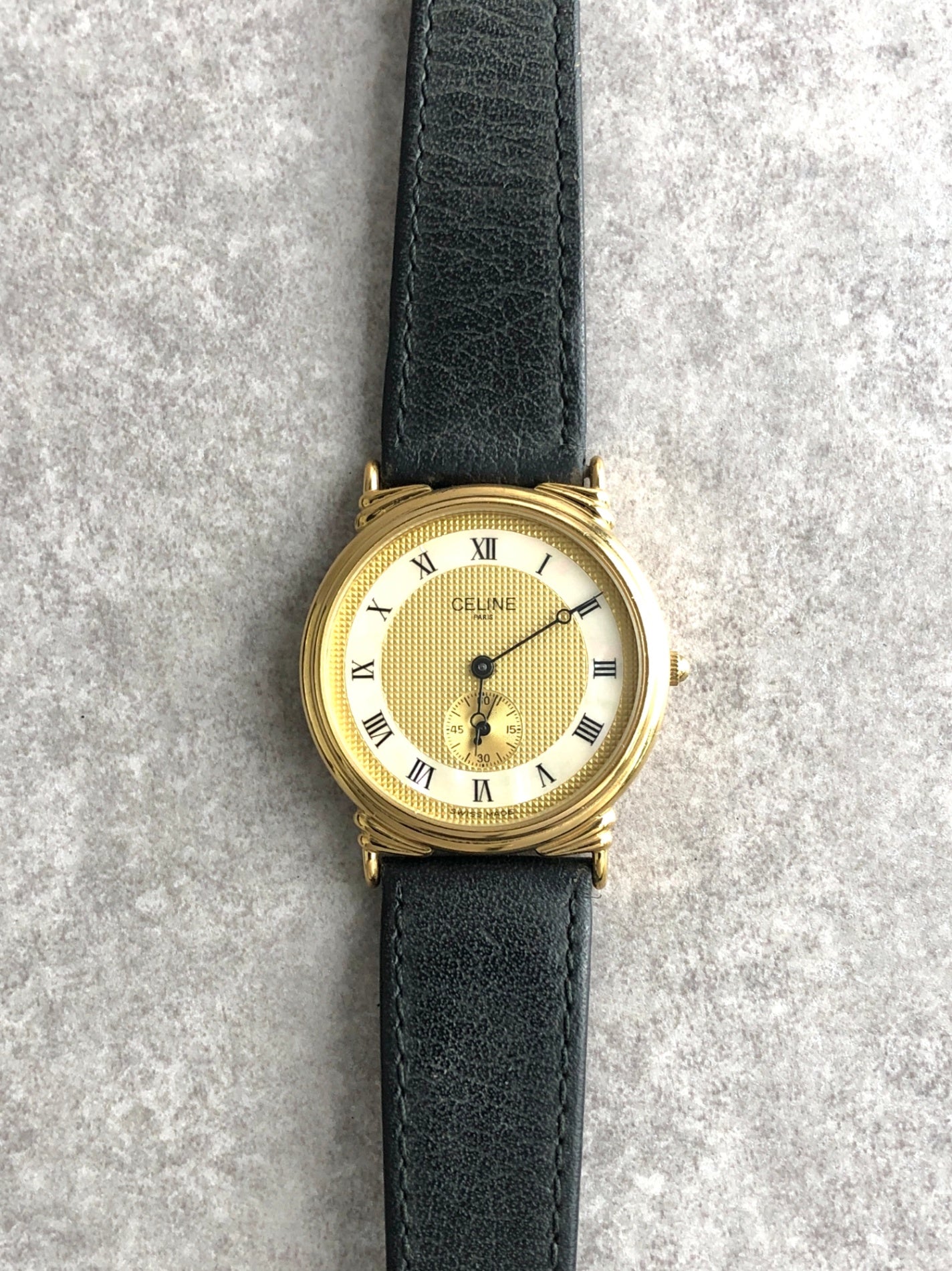 CELINE Watch Gold×Black Vintage k2wzaa
