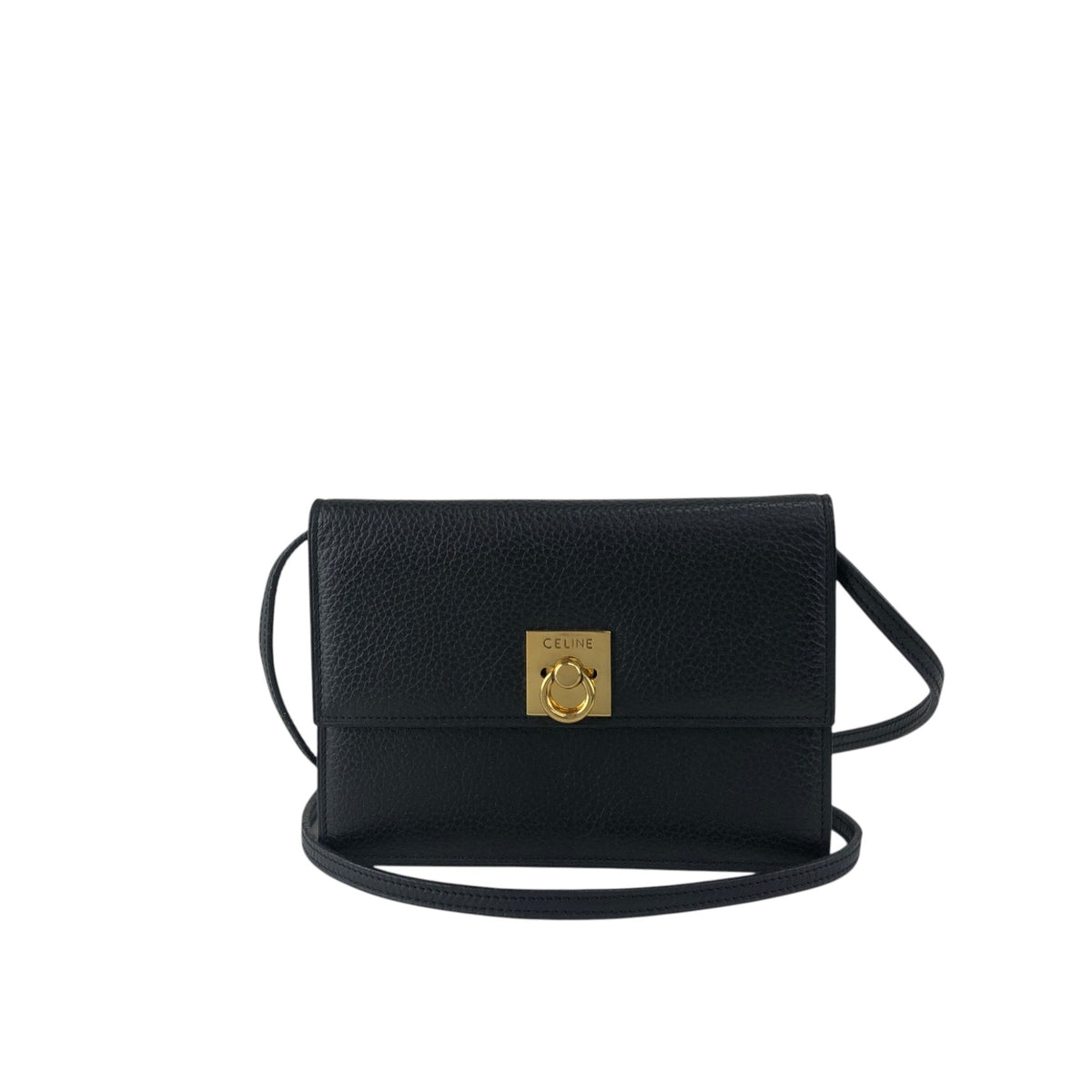 CELINE Gancini Shoulder bag Black Vintage 5hj33y